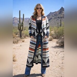 Colorful Striped Open Cardigan